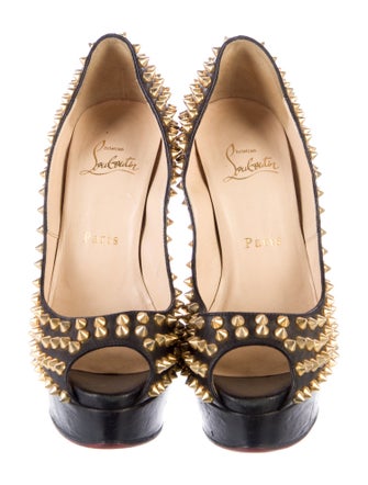 Christian Louboutin Leather Cutout Accent Pumps