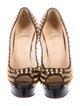 Christian Louboutin Leather Cutout Accent Pumps