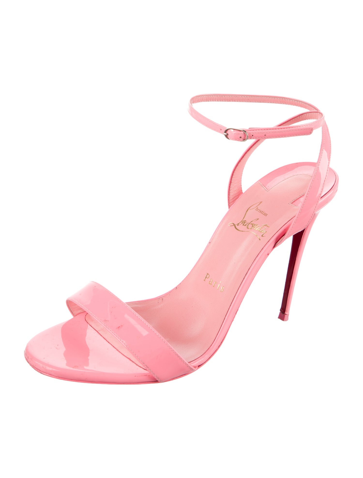 Christian Louboutin Patent Leather Leather Trim Embellishment Sandals
