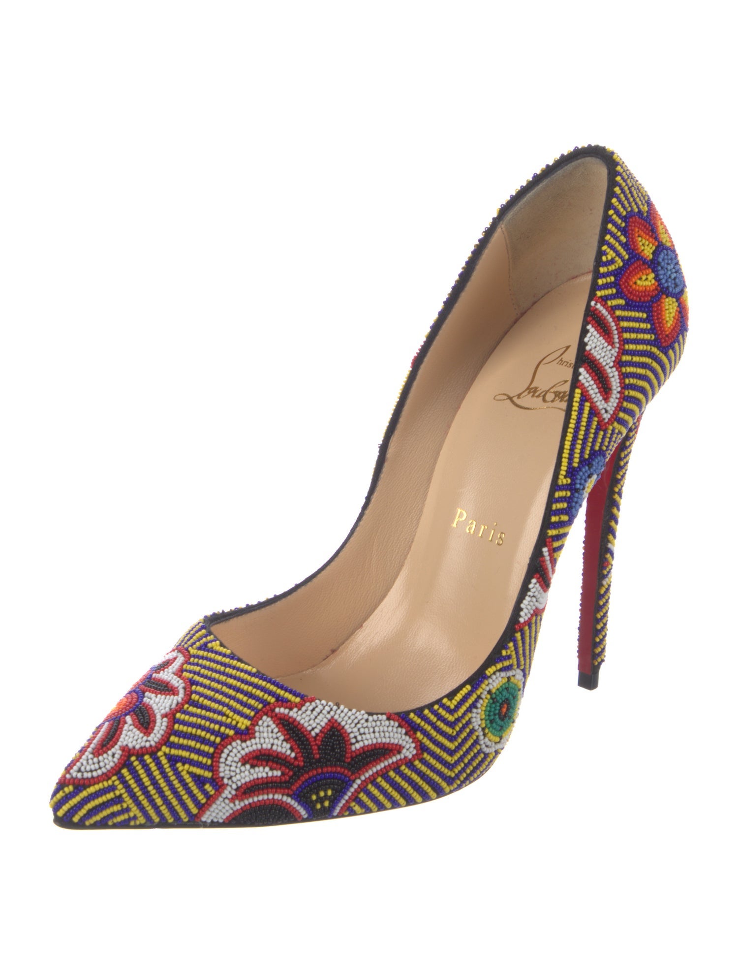Christian Louboutin Printed Beaded Accents Pumps