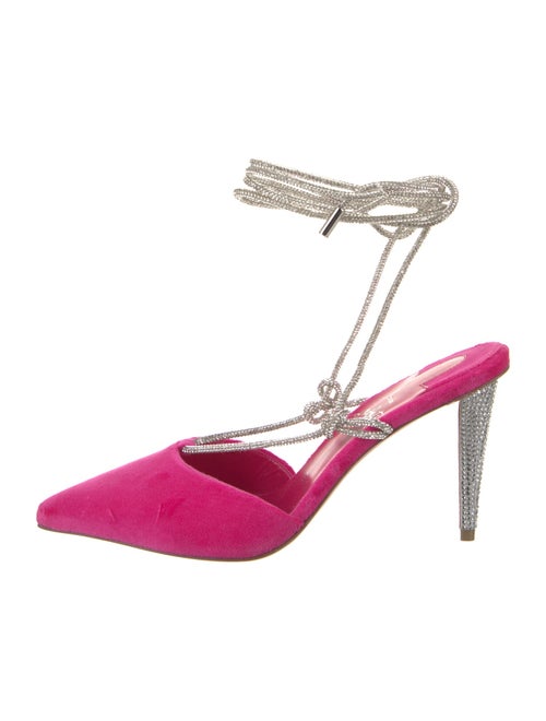 Christian Louboutin Velvet Crystal Embellishments Slingback Pumps