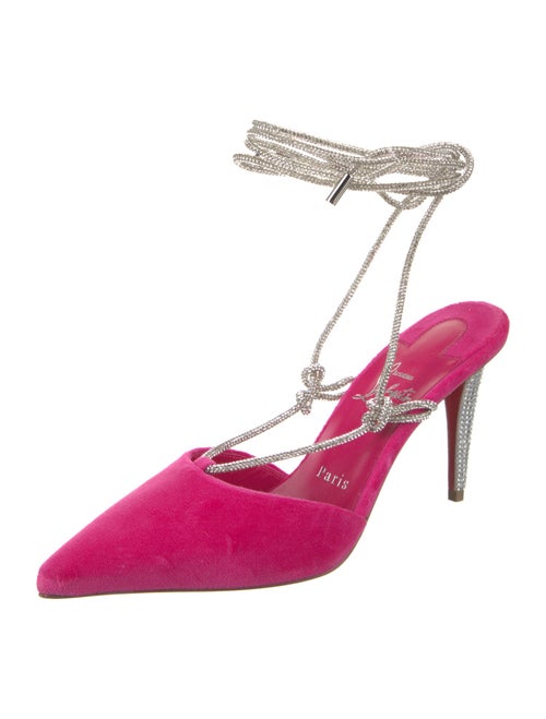 Christian Louboutin Velvet Crystal Embellishments Slingback Pumps