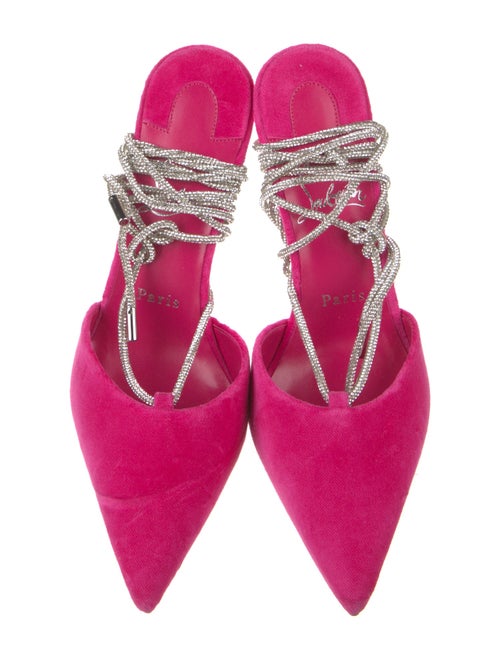 Christian Louboutin Velvet Crystal Embellishments Slingback Pumps