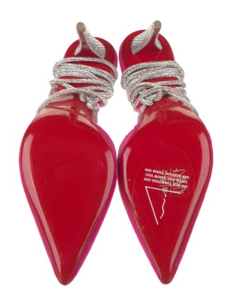 Christian Louboutin Velvet Crystal Embellishments Slingback Pumps