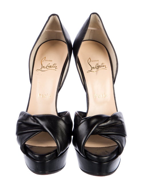 Christian Louboutin Leather Pleated Accents D'Orsay Pumps