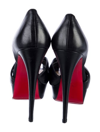 Christian Louboutin Leather Pleated Accents D'Orsay Pumps