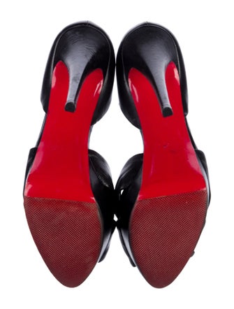 Christian Louboutin Leather Pleated Accents D'Orsay Pumps