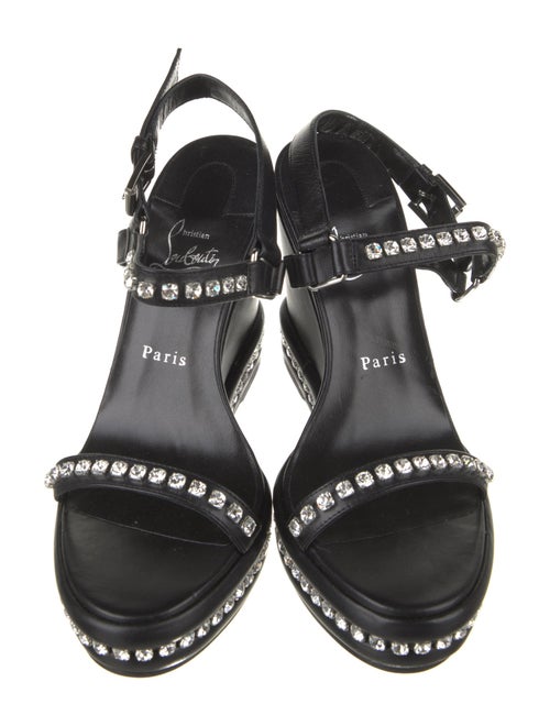 Christian Louboutin Leather Crystal Embellishments Slingback Sandals