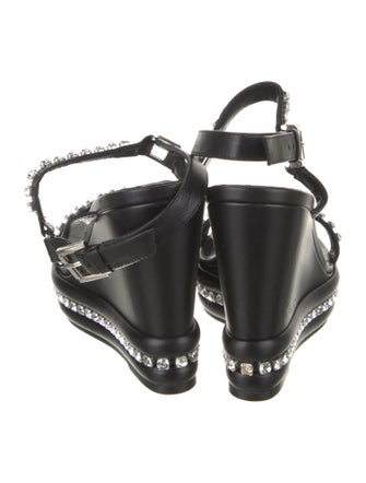 Christian Louboutin Leather Crystal Embellishments Slingback Sandals