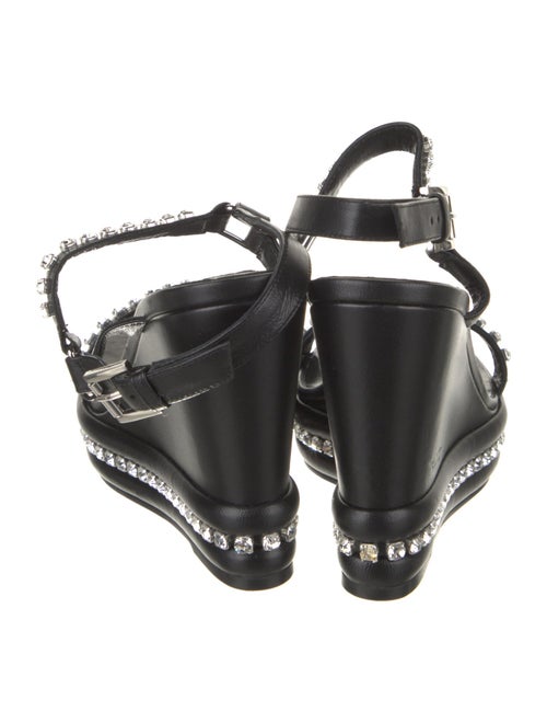 Christian Louboutin Leather Crystal Embellishments Slingback Sandals