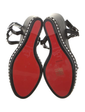 Christian Louboutin Leather Crystal Embellishments Slingback Sandals