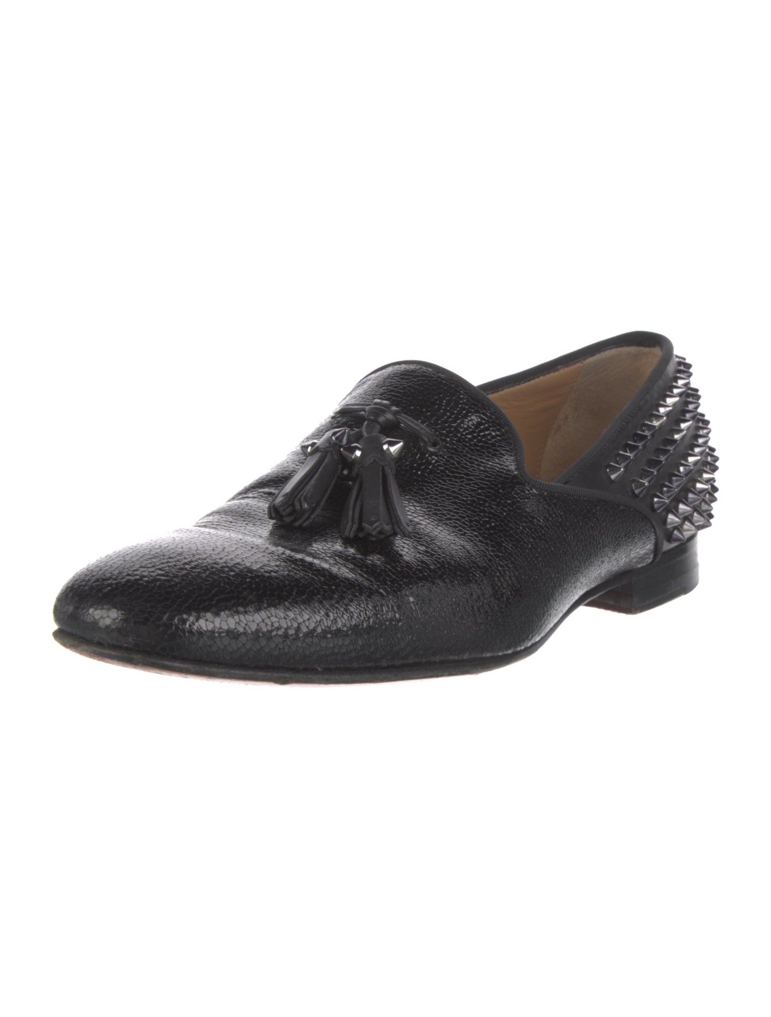 Christian Louboutin Patent Leather Studded Accents Loafers