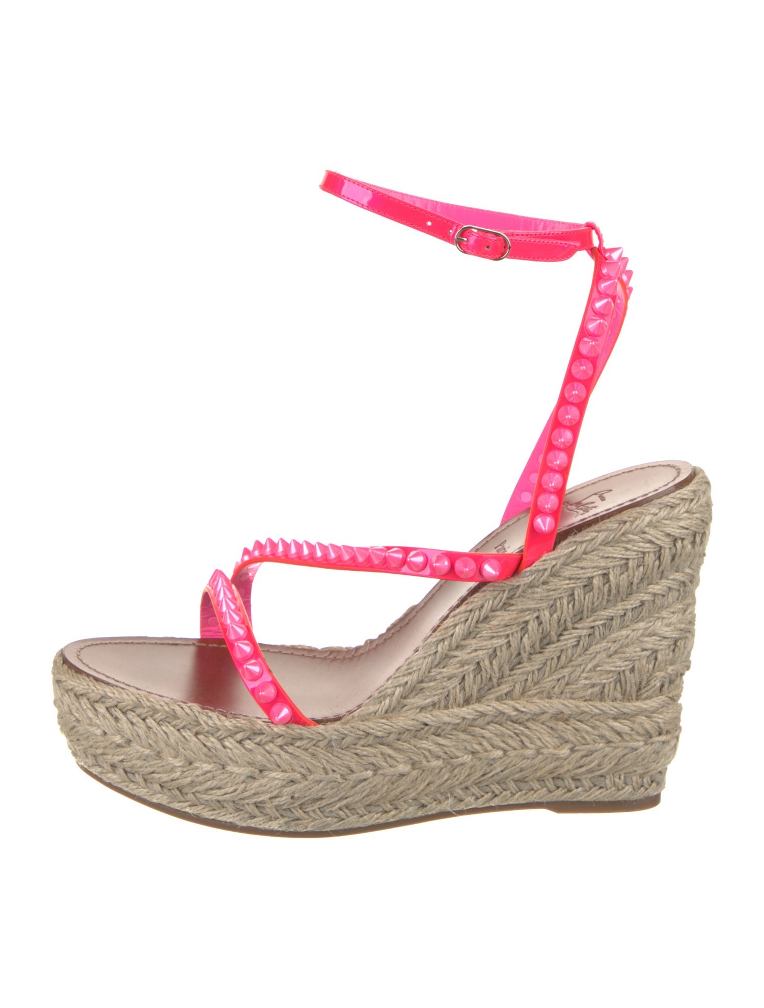 Christian Louboutin Patent Leather Studded Accents Espadrilles