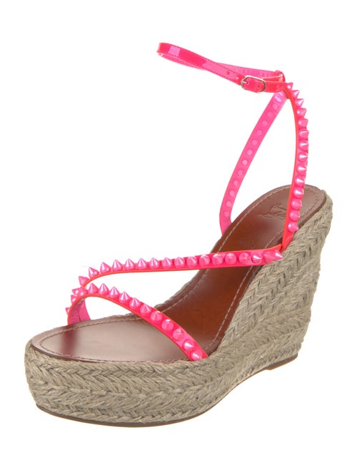 Christian Louboutin Patent Leather Studded Accents Espadrilles