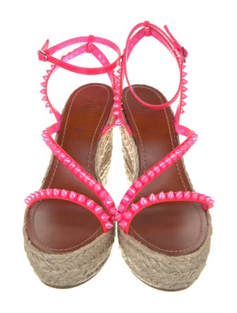 Christian Louboutin Patent Leather Studded Accents Espadrilles
