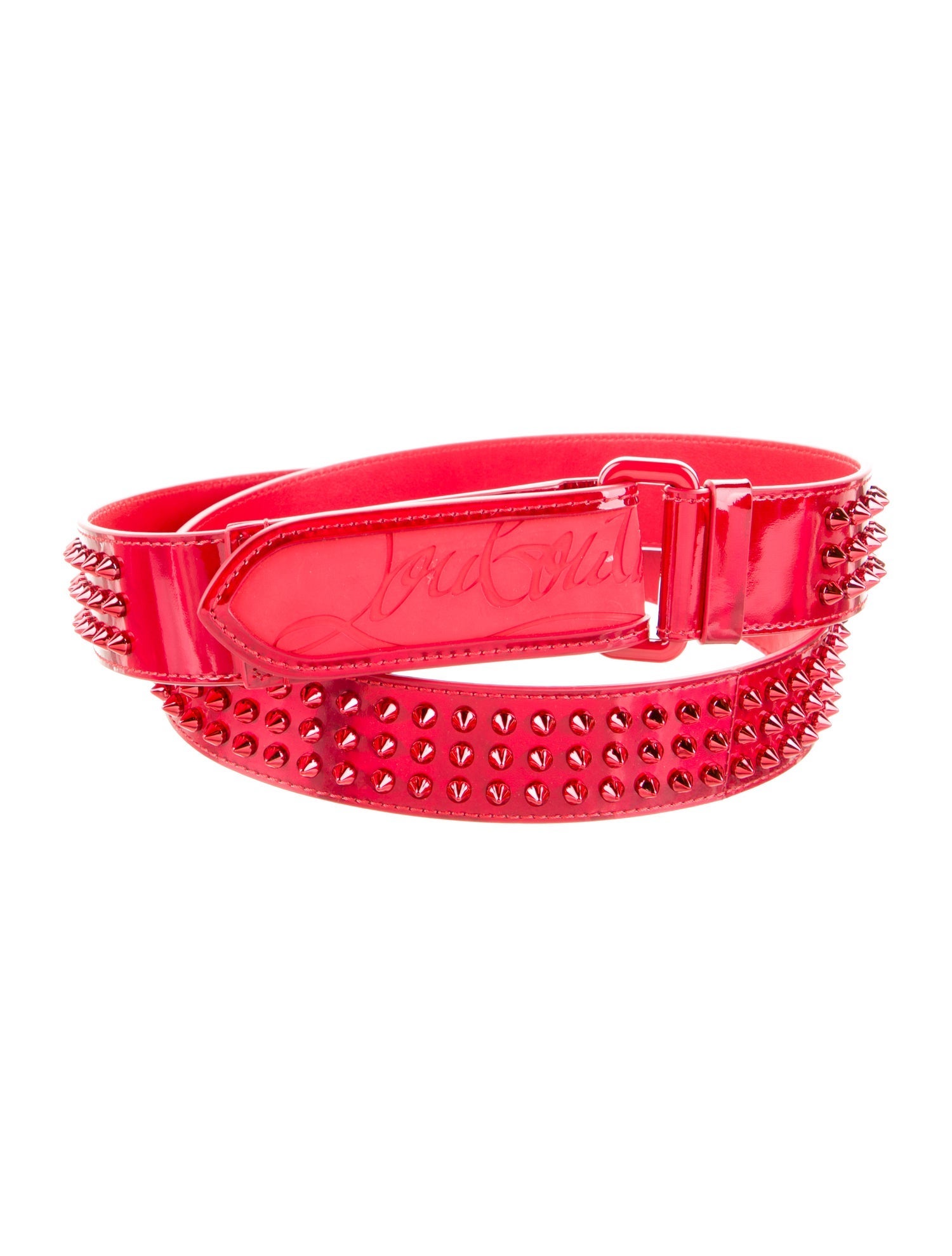 Christian Louboutin Spike Accents Patent Leather Belt