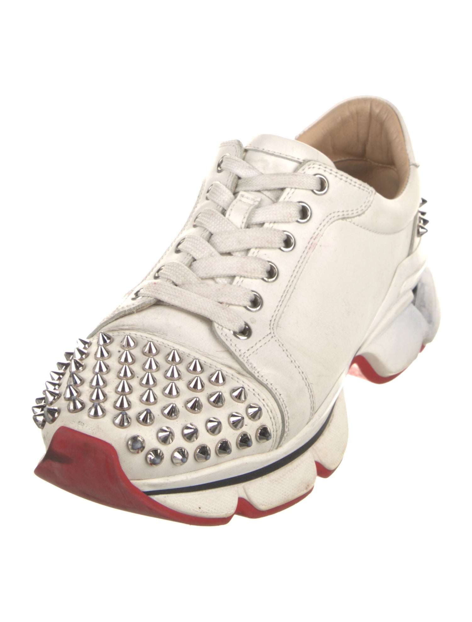 Christian Louboutin Spike Accents Leather Sneakers