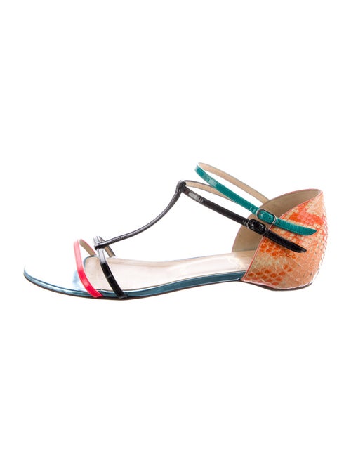 Christian Louboutin Snakeskin Animal Print T-Strap Sandals