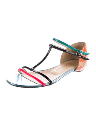 Christian Louboutin Snakeskin Animal Print T-Strap Sandals