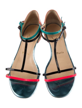 Christian Louboutin Snakeskin Animal Print T-Strap Sandals