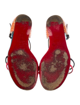 Christian Louboutin Snakeskin Animal Print T-Strap Sandals