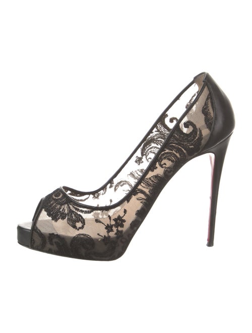 Christian Louboutin Mesh Embroidered Accent Pumps