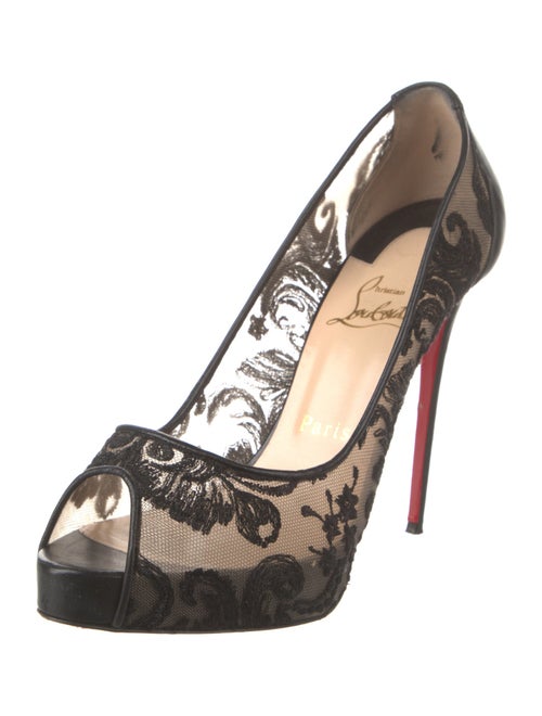 Christian Louboutin Mesh Embroidered Accent Pumps