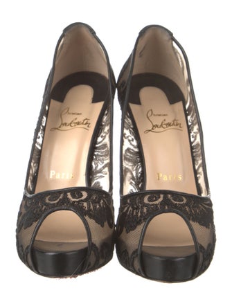 Christian Louboutin Mesh Embroidered Accent Pumps