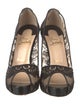Christian Louboutin Mesh Embroidered Accent Pumps