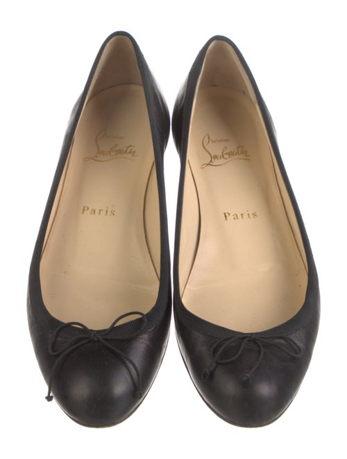 Christian Louboutin Leather Bow Accents Ballet Flats