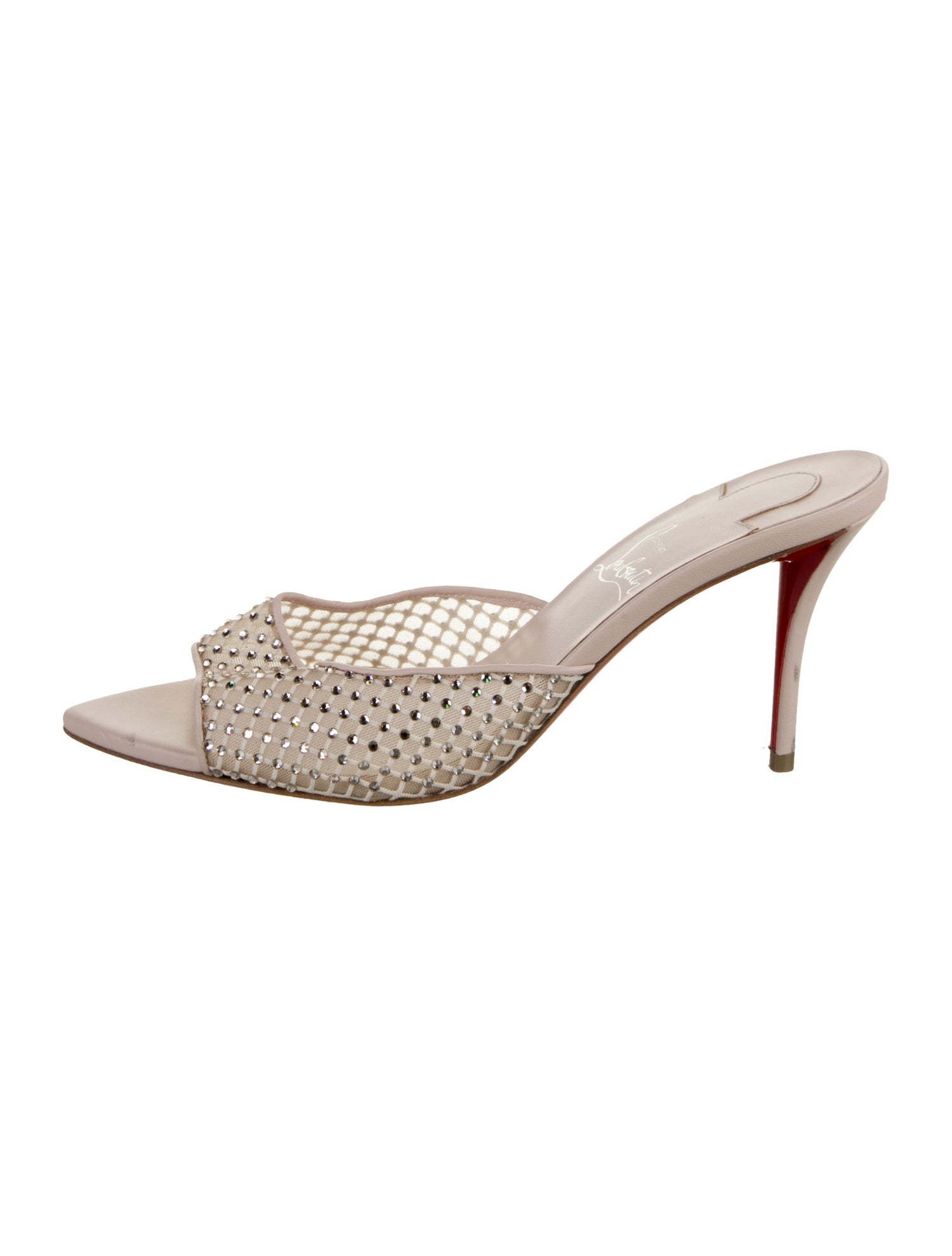 Christian Louboutin Mesh Crystal Embellishments Mules