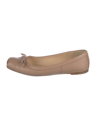 Christian Louboutin Leather Bow Accents Ballet Flats