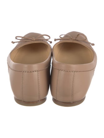 Christian Louboutin Leather Bow Accents Ballet Flats