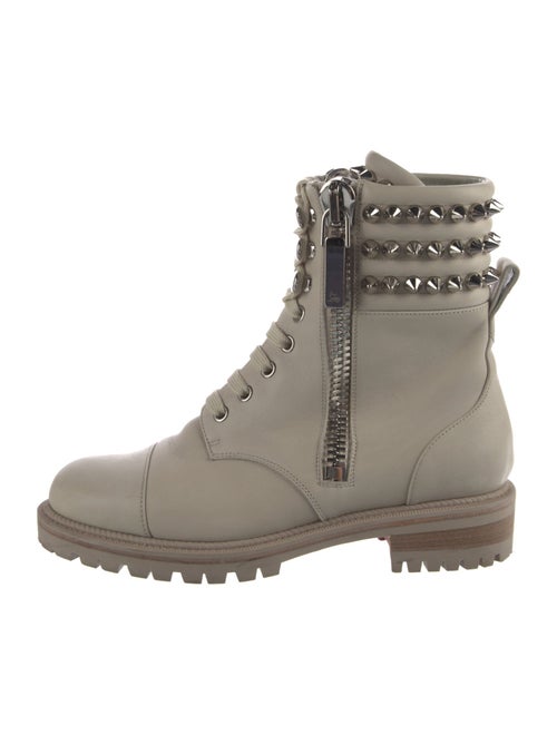 Christian Louboutin Leather Studded Accents Combat Boots
