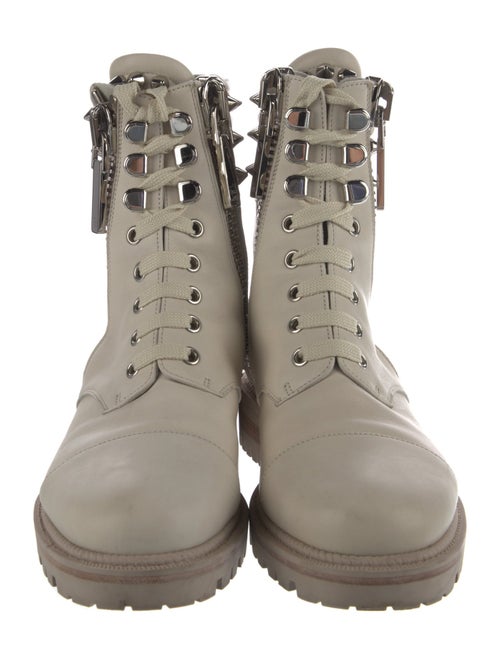 Christian Louboutin Leather Studded Accents Combat Boots