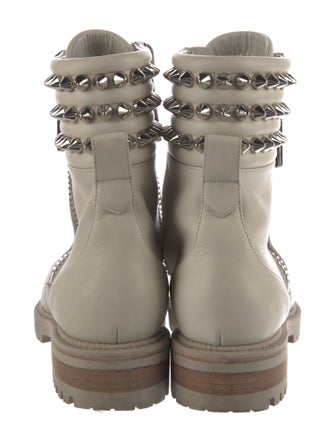 Christian Louboutin Leather Studded Accents Combat Boots