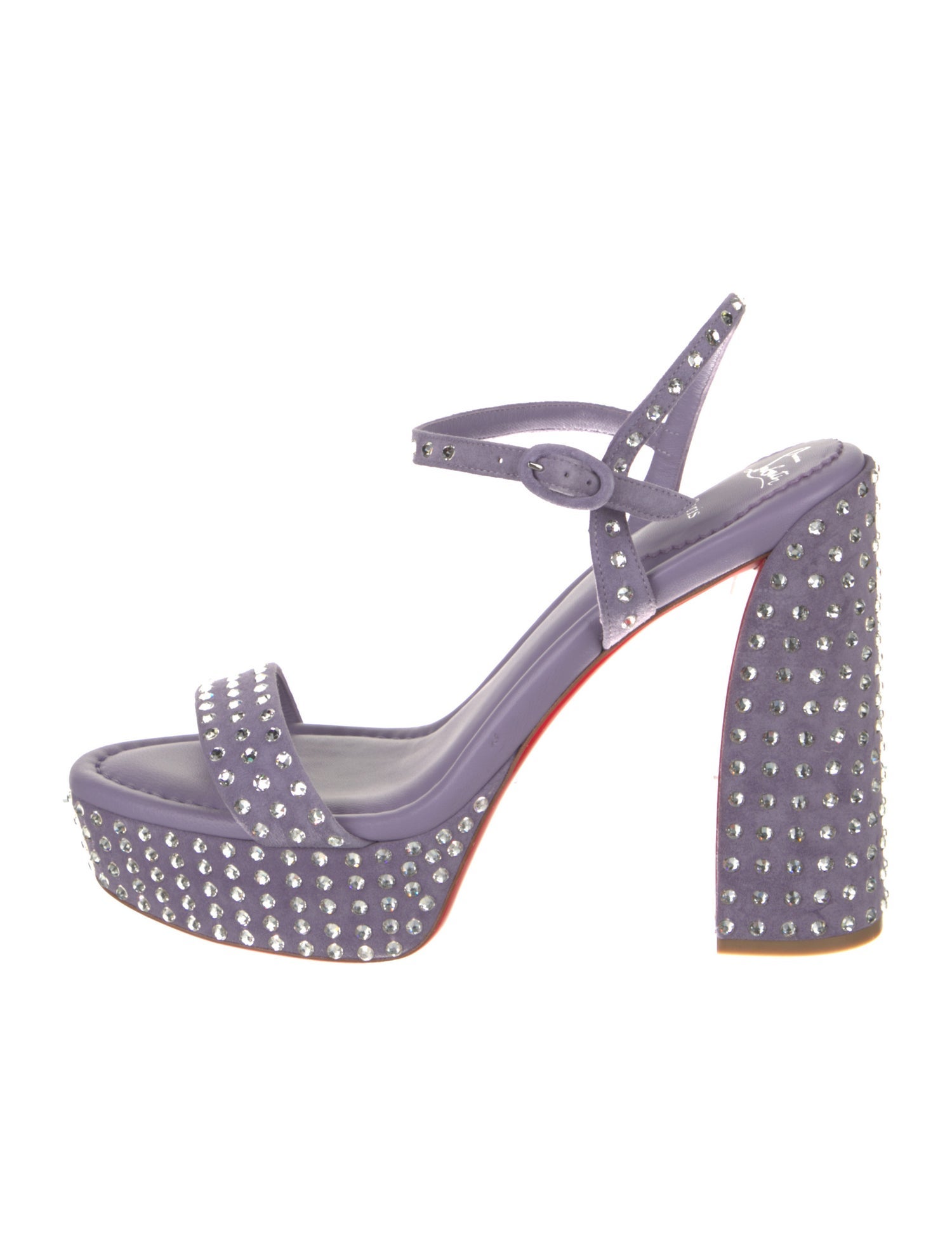 Christian Louboutin Suede Crystal Embellishments Sandals
