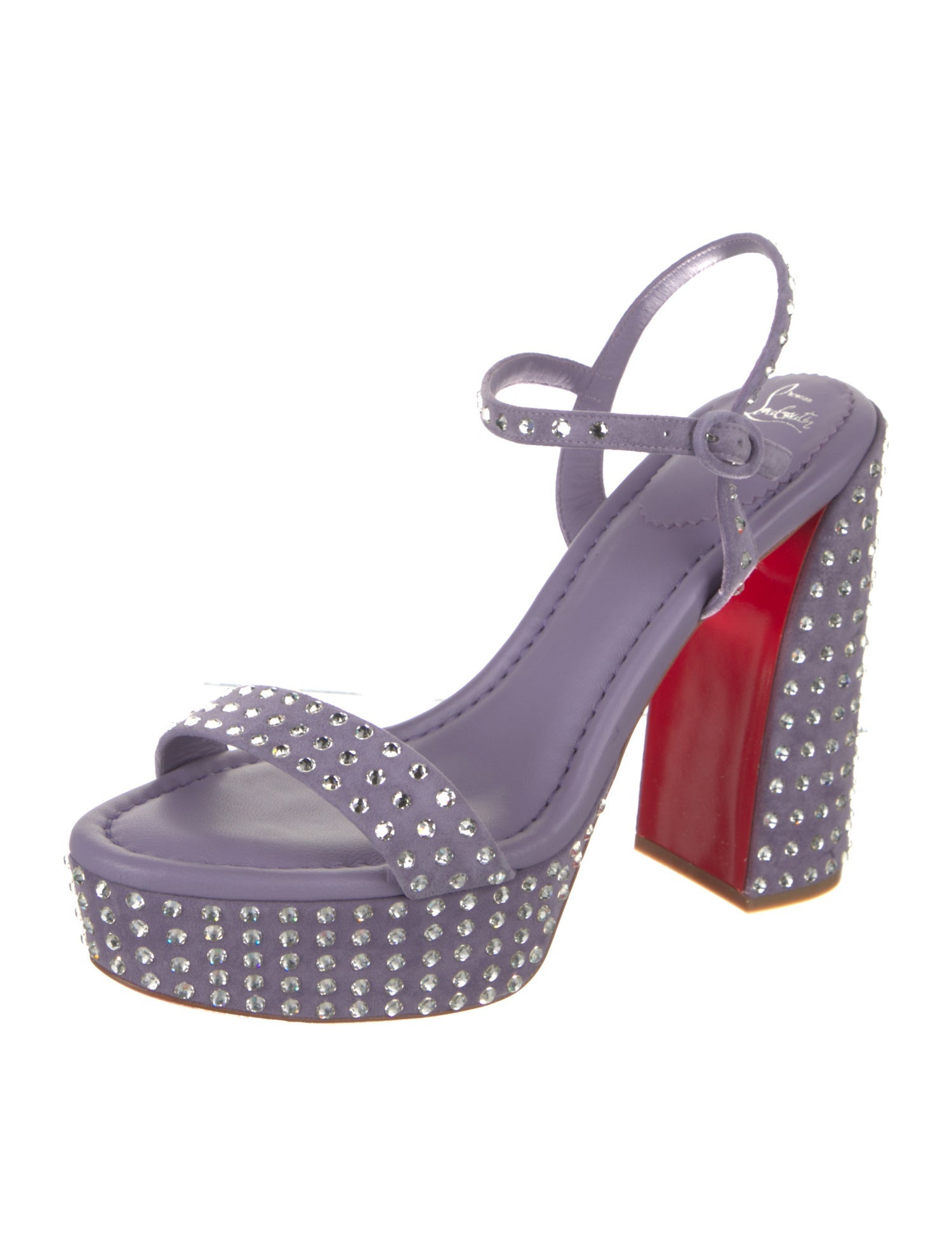 Christian Louboutin Suede Crystal Embellishments Sandals