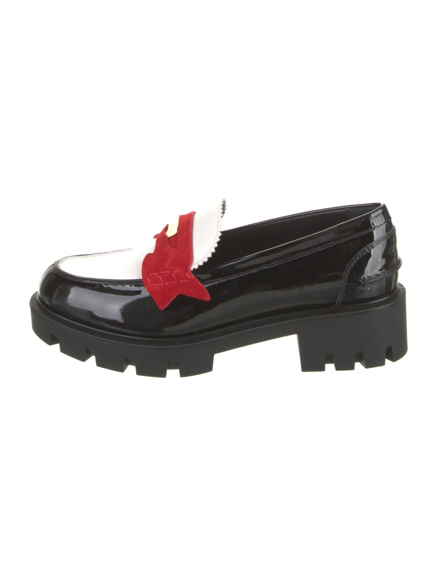 Christian Louboutin Patent Leather Colorblock Pattern Loafers