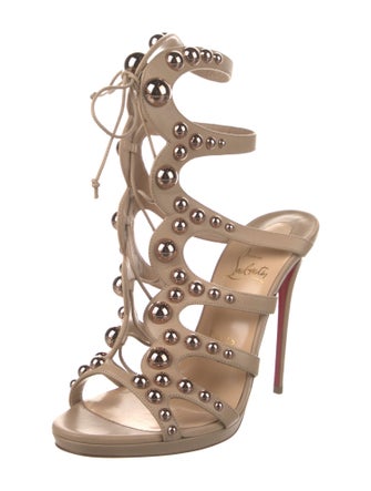 Christian Louboutin Leather Studded Accents Gladiator Sandals
