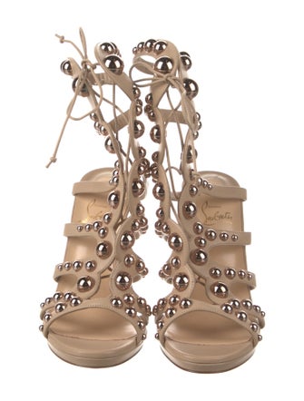 Christian Louboutin Leather Studded Accents Gladiator Sandals