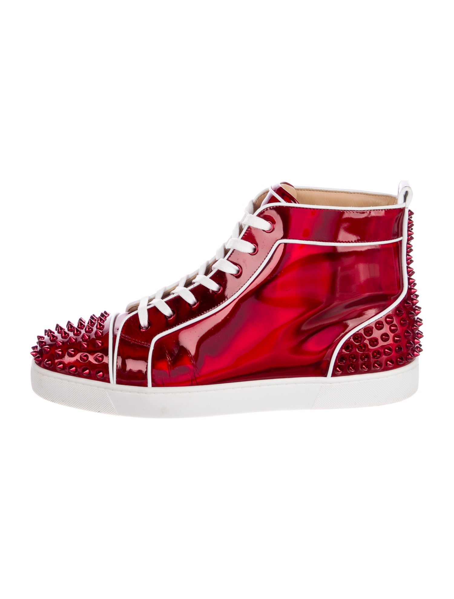 Christian Louboutin Spike Accents Patent Leather Sneakers
