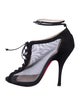 Christian Louboutin Lace Mesh Accents T-Strap Pumps