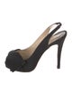 Christian Louboutin Satin Bow Accents Slingback Pumps