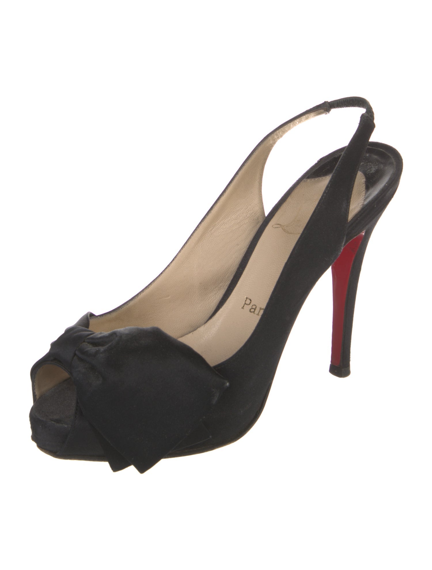 Christian Louboutin Satin Bow Accents Slingback Pumps