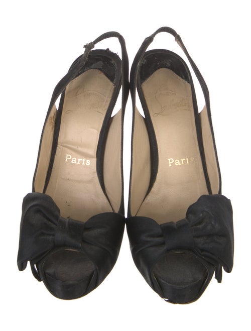 Christian Louboutin Satin Bow Accents Slingback Pumps