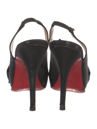 Christian Louboutin Satin Bow Accents Slingback Pumps