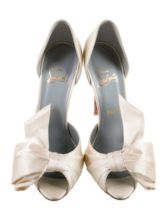 Christian Louboutin Satin Bow Accents D'Orsay Pumps