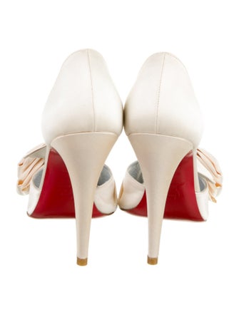 Christian Louboutin Satin Bow Accents D'Orsay Pumps
