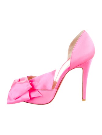 Christian Louboutin Satin Bow Accents D'Orsay Pumps